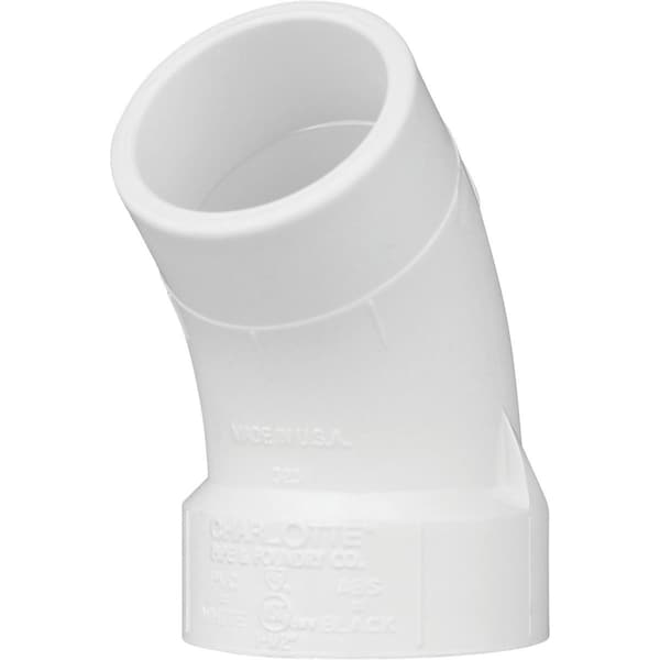 Charlotte Pipe And Foundry 1-1/2 In. Schedule 40 45 Deg. DWV PVC Street Elbow 1/8 Bend PVC 00323 0800HA - main